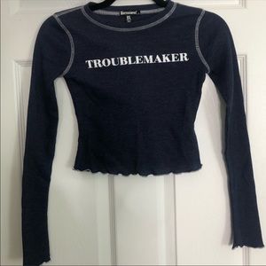 Navy blue long sleeve top